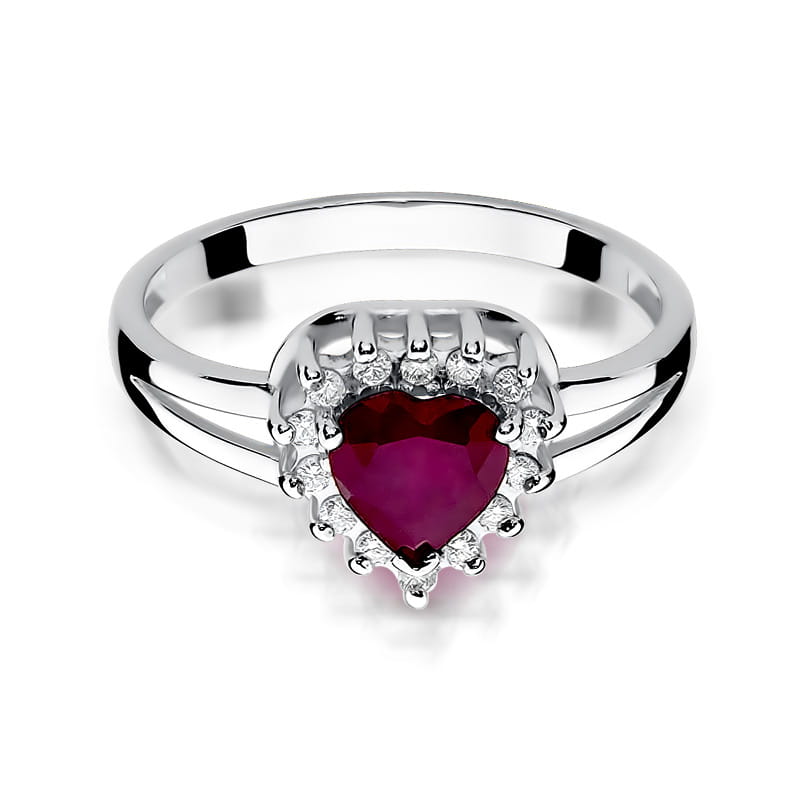 Inel Aur 9K cu Rubin 1.10 ct si Diamante Naturale 0.12 ct