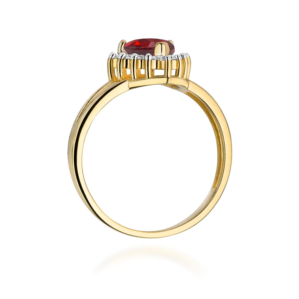 Inel Aur 9K cu Rubin 1.10 ct si Diamante Naturale 0.12 ct