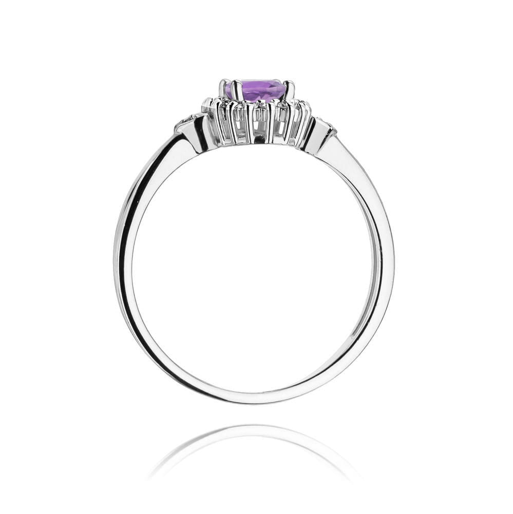 Inel Aur 9K cu Ametist 0.40 ct si Diamante Naturale 0.10 ct