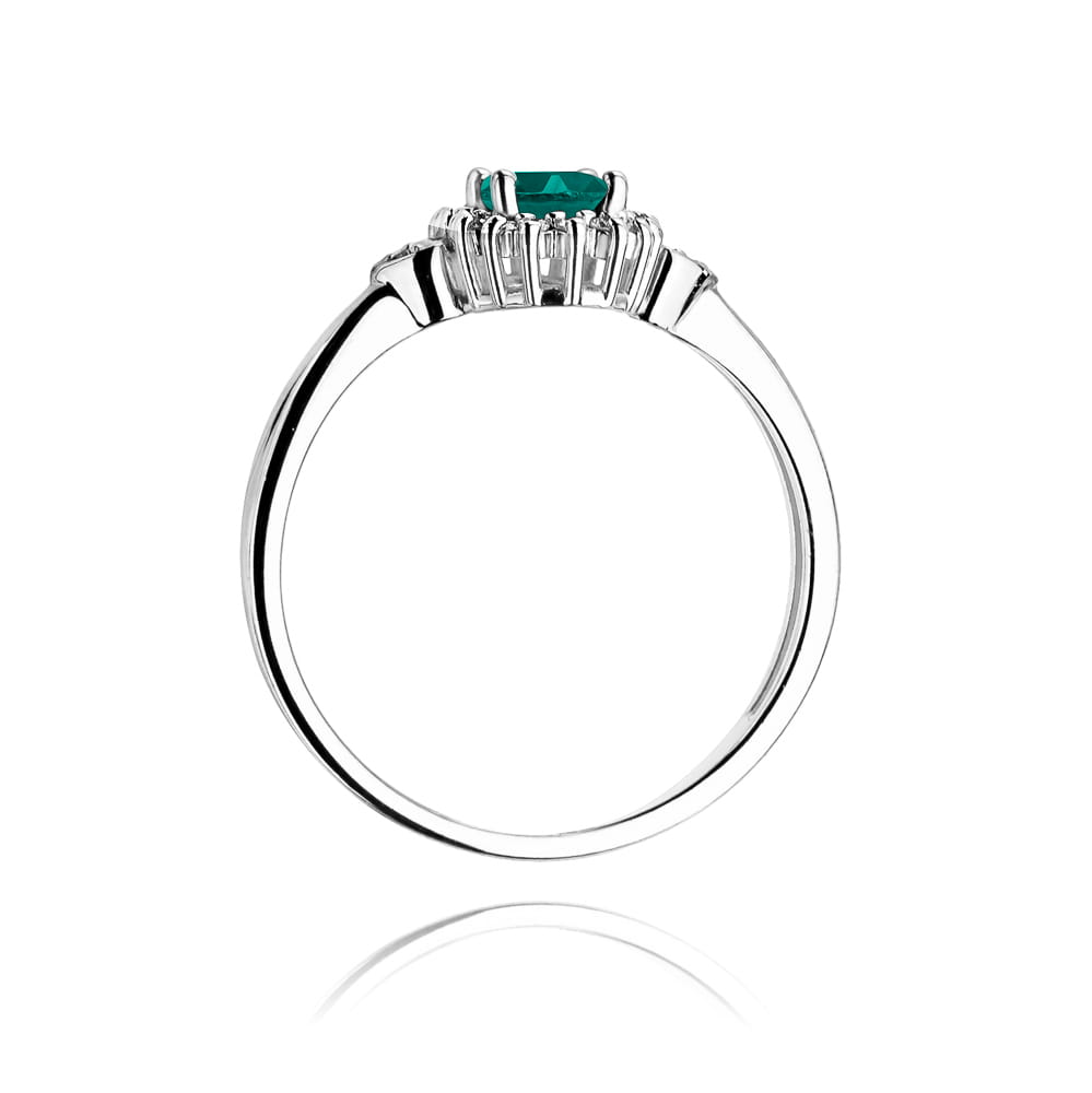 Inel Aur 9K cu Smarald 0.40 ct si Diamante Naturale 0.10 ct