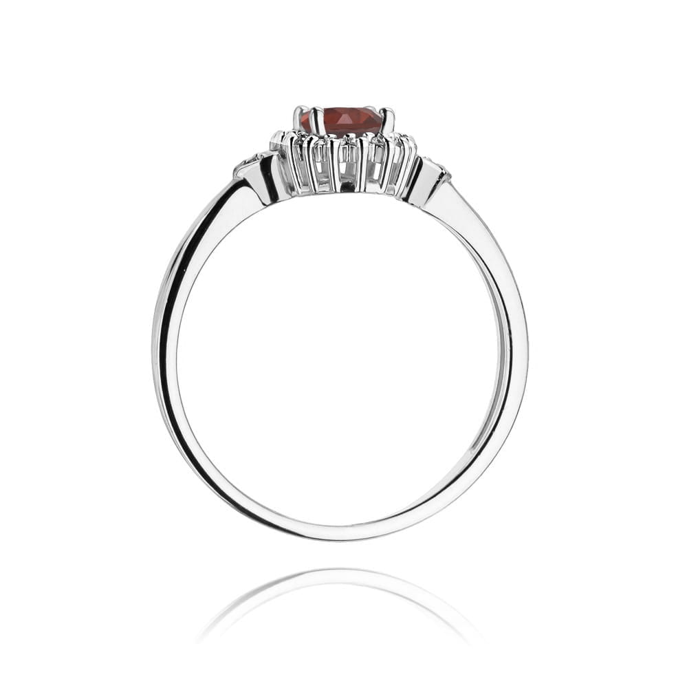 Inel Aur 9K cu Granat 0.50 ct si Diamante Naturale 0.10 ct