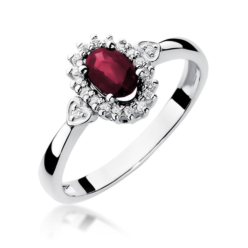 Inel Aur 9K cu Rubin 0.60 ct si Diamante Naturale 0.10 ct