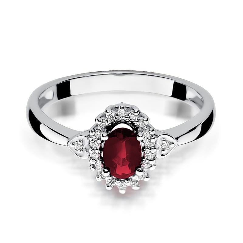 Inel Aur 9K cu Rubin 0.60 ct si Diamante Naturale 0.10 ct