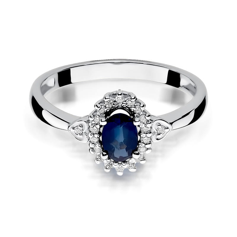 Inel Aur 9K cu Safir 0.70 ct si Diamante Naturale 0.10 ct