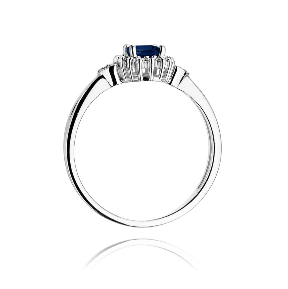 Inel Aur 9K cu Safir 0.70 ct si Diamante Naturale 0.10 ct