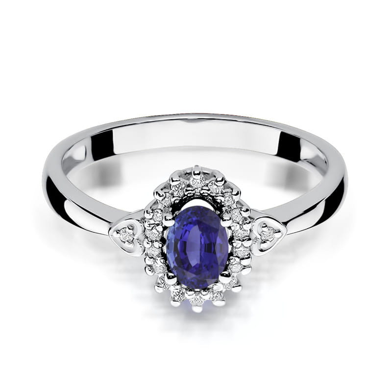 Inel Aur 9K cu Tanzanit 0.40 ct si Diamante Naturale 0.10 ct