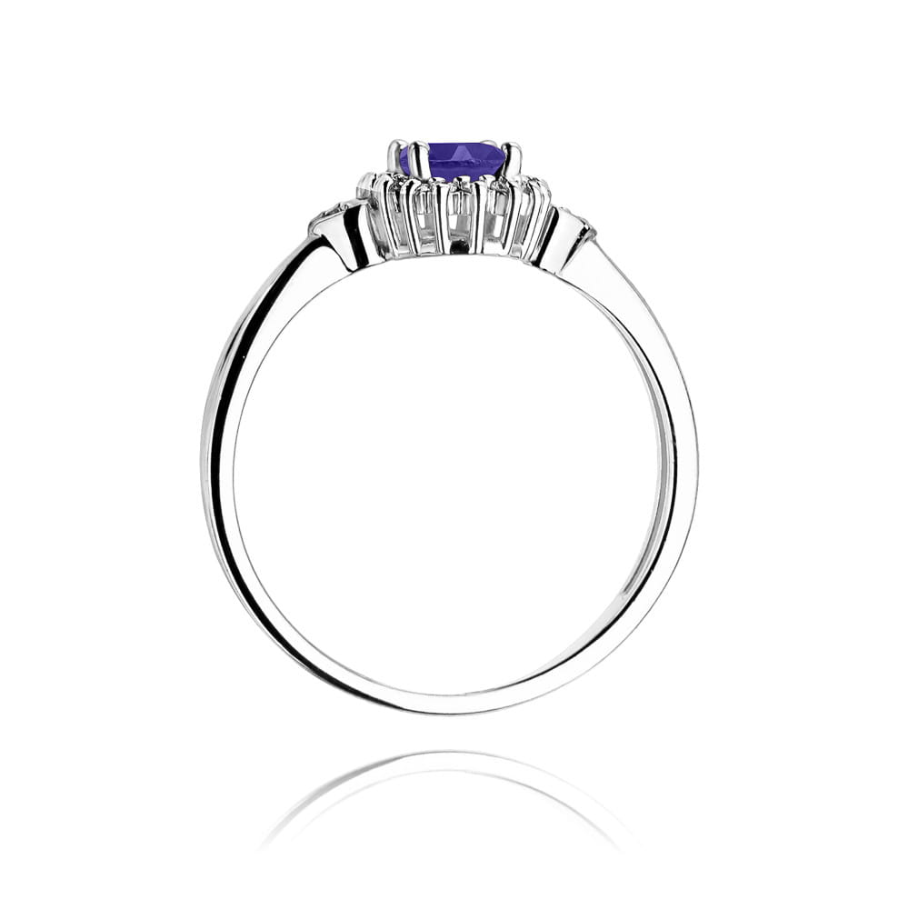 Inel Aur 9K cu Tanzanit 0.40 ct si Diamante Naturale 0.10 ct
