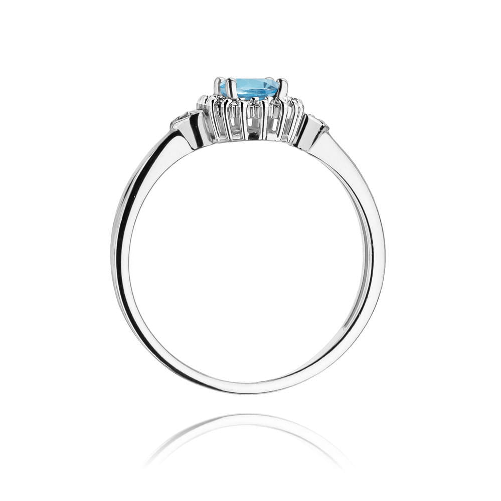 Inel Aur 9K cu Topaz Swiss 0.50 ct si Diamante Naturale 0.10 ct