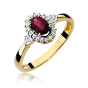 Inel Aur 9K cu Rubin 0.60 ct si Diamante Naturale 0.10 ct