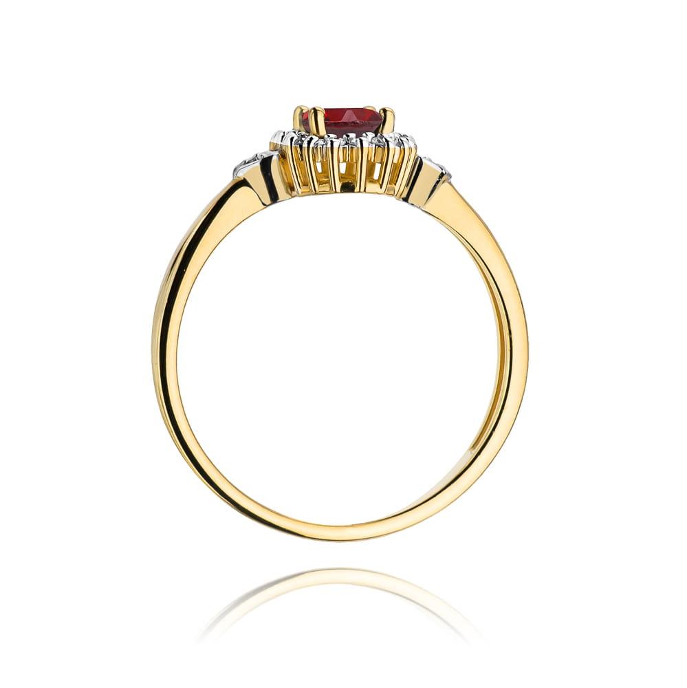 Inel Aur 9K cu Rubin 0.60 ct si Diamante Naturale 0.10 ct