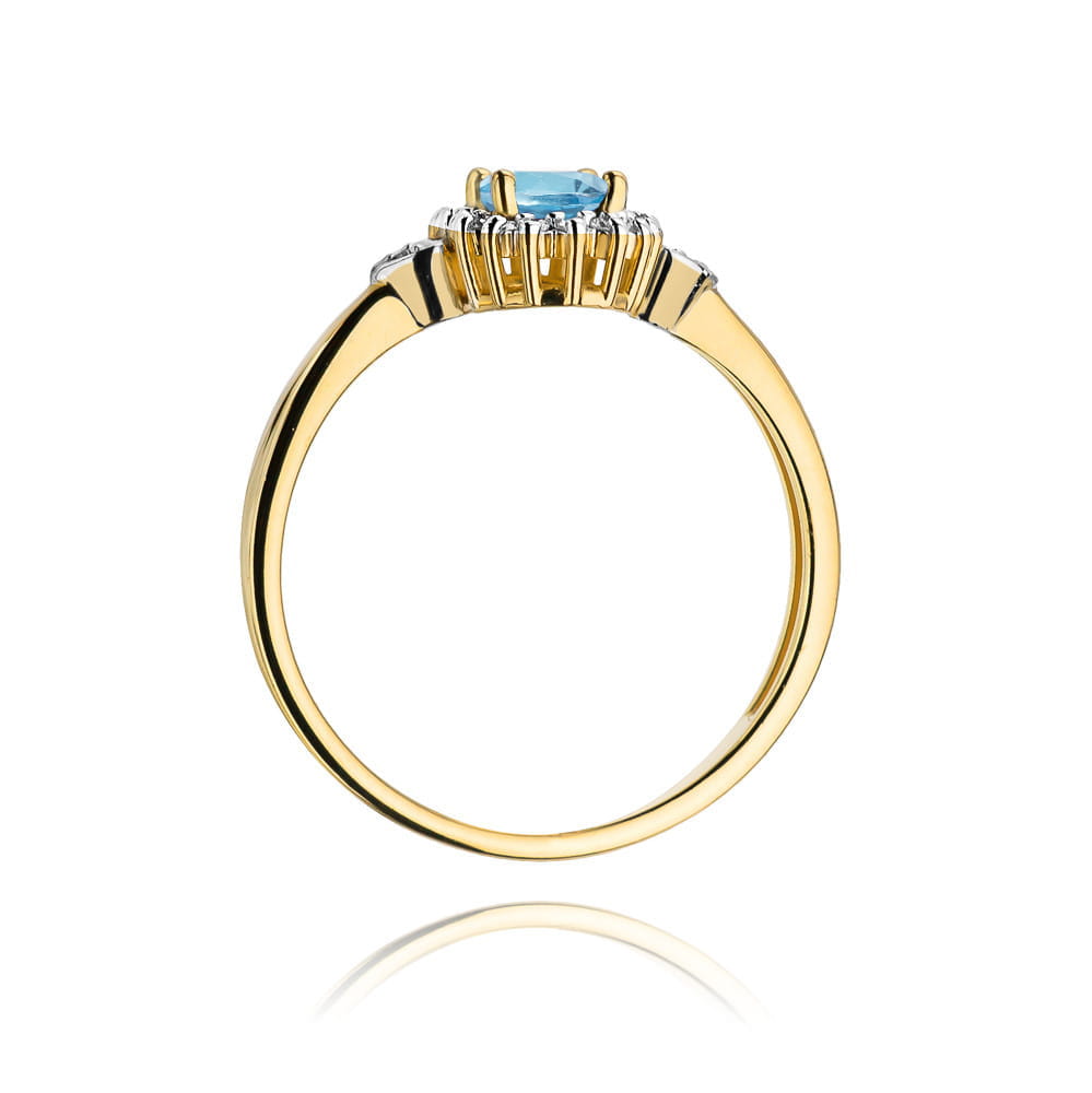 Inel Aur 9K cu Topaz Swiss 0.50 ct si Diamante Naturale 0.10 ct