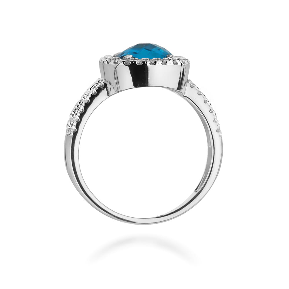 Inel Aur 9K cu Topaz Swiss 3.00 ct si Diamante Naturale 0.32 ct