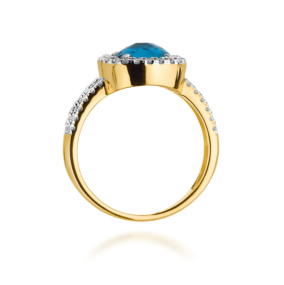 Inel Aur 9K cu Topaz Swiss 3.00 ct si Diamante Naturale 0.32 ct