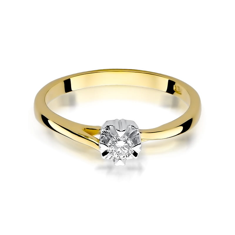 Inel Aur 9K cu Diamant Natural 0.10 ct