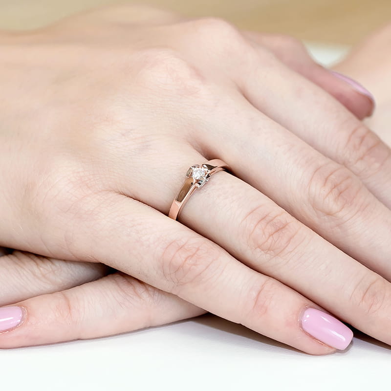 Inel Aur 14K W0320 Diamant Cultivat 0.10ct