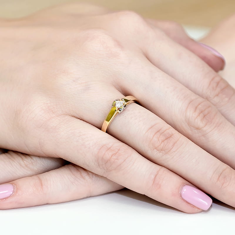 Inel Aur 14K W0320 Diamant Cultivat 0.10ct
