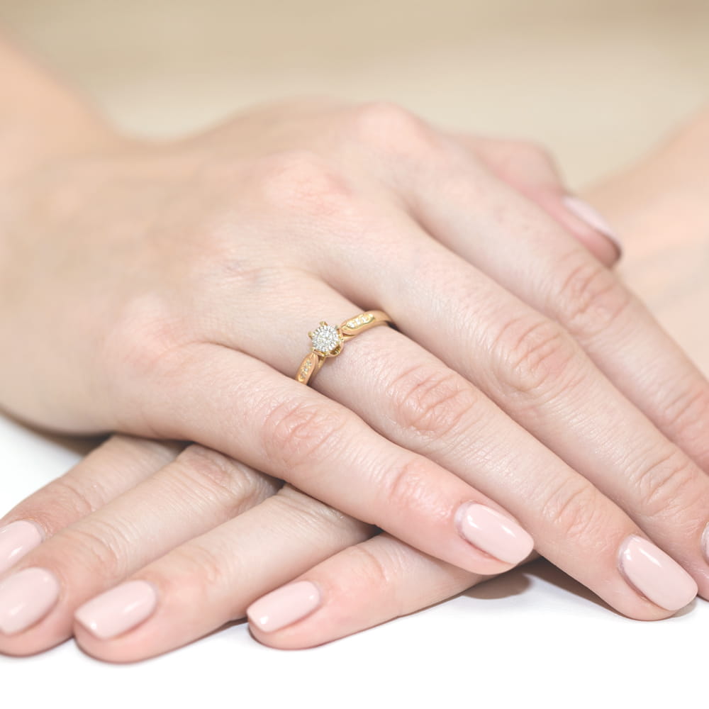 Inel Aur 14K W0328 Diamant Cultivat 0.08ct
