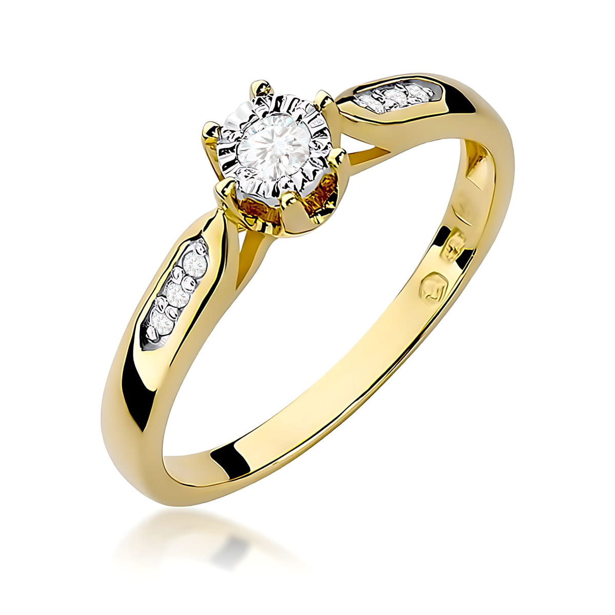 Inel Aur 9K cu Diamante Naturale 0.13 ct