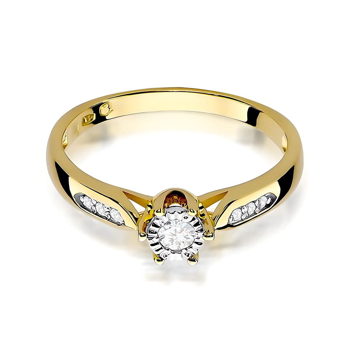 Inel Aur 9K cu Diamante Naturale 0.13 ct