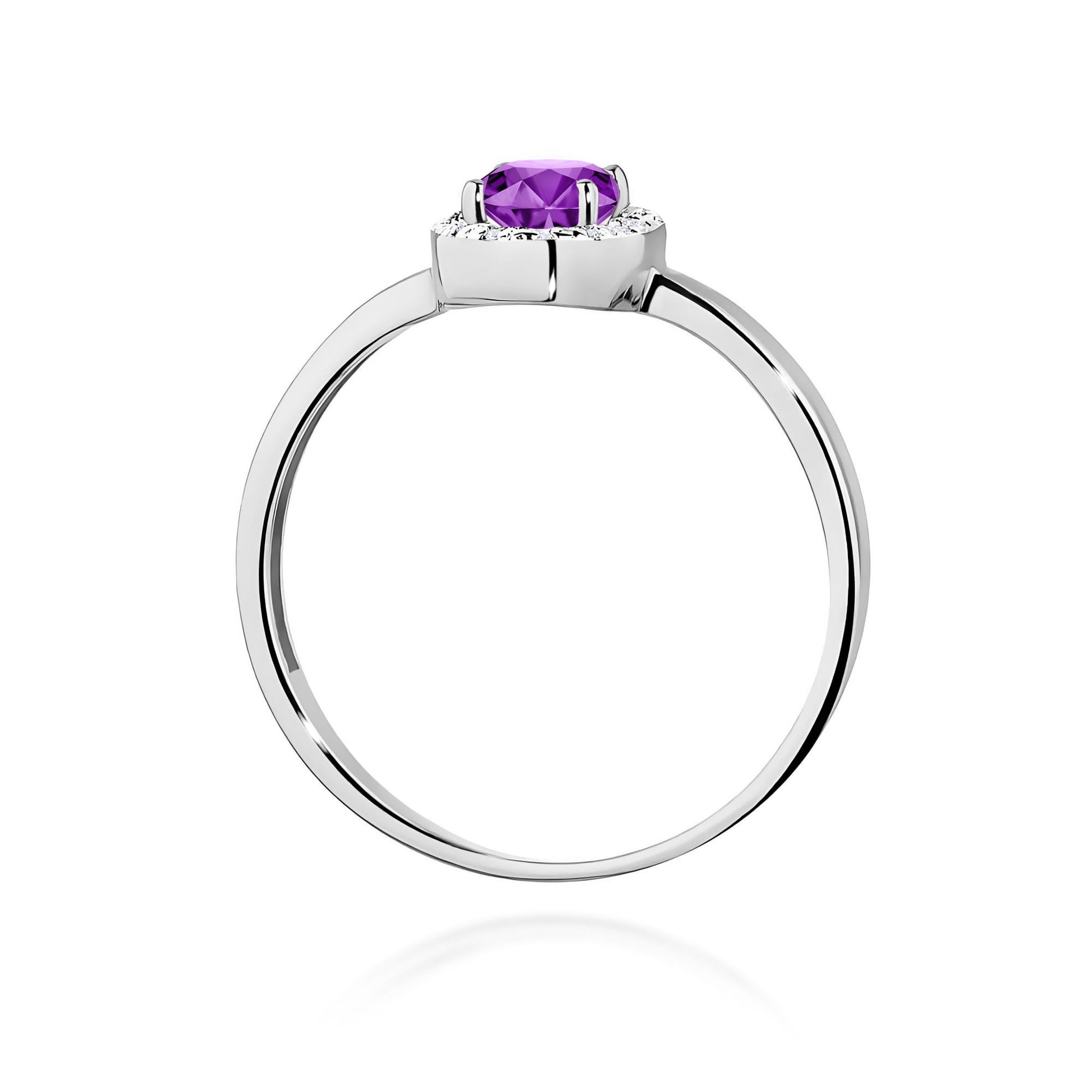 Inel Aur 9K cu Ametist 0.40 ct si Diamante Naturale 0.08 ct