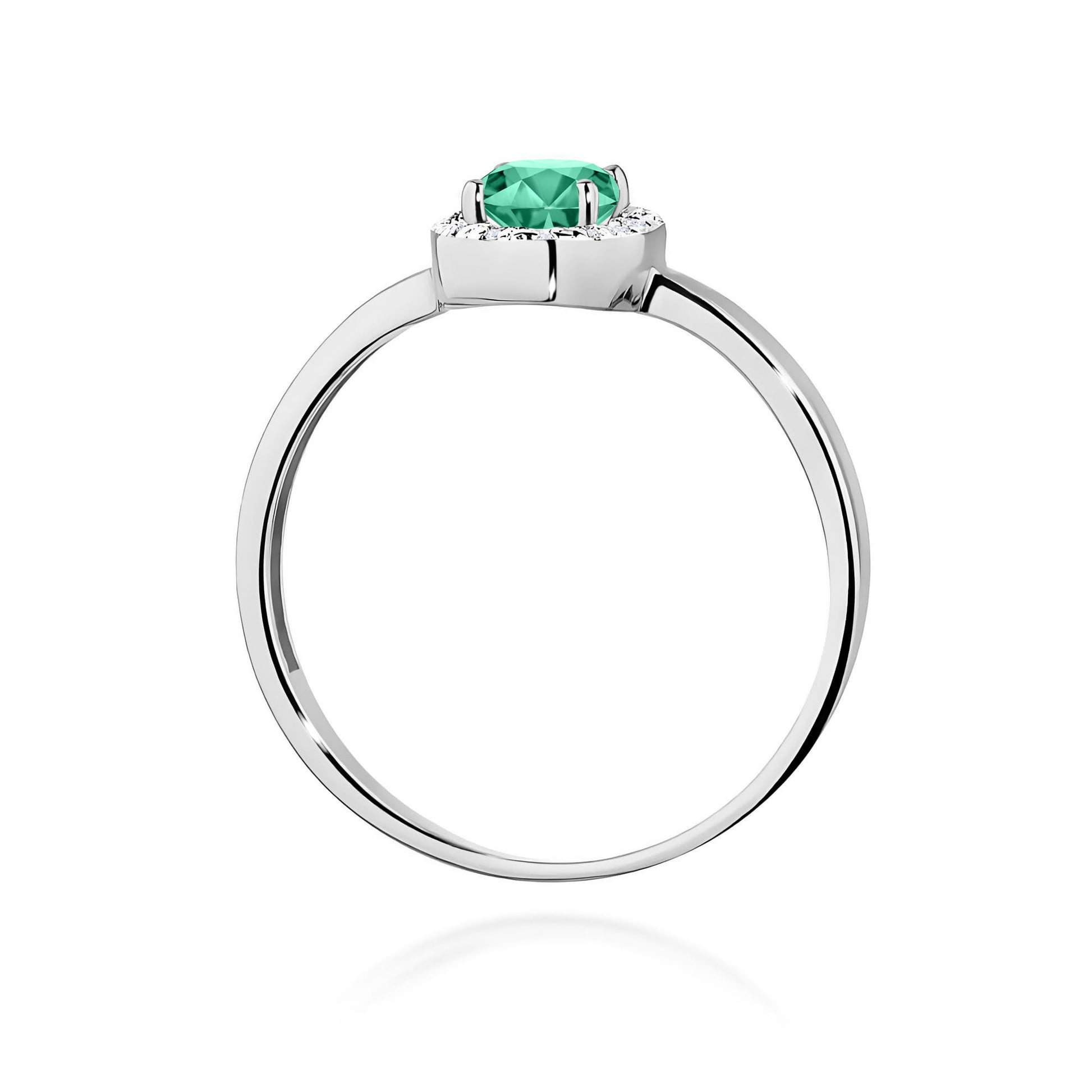 Inel Aur 9K cu Smarald 0.40 ct si Diamante Naturale 0.08 ct