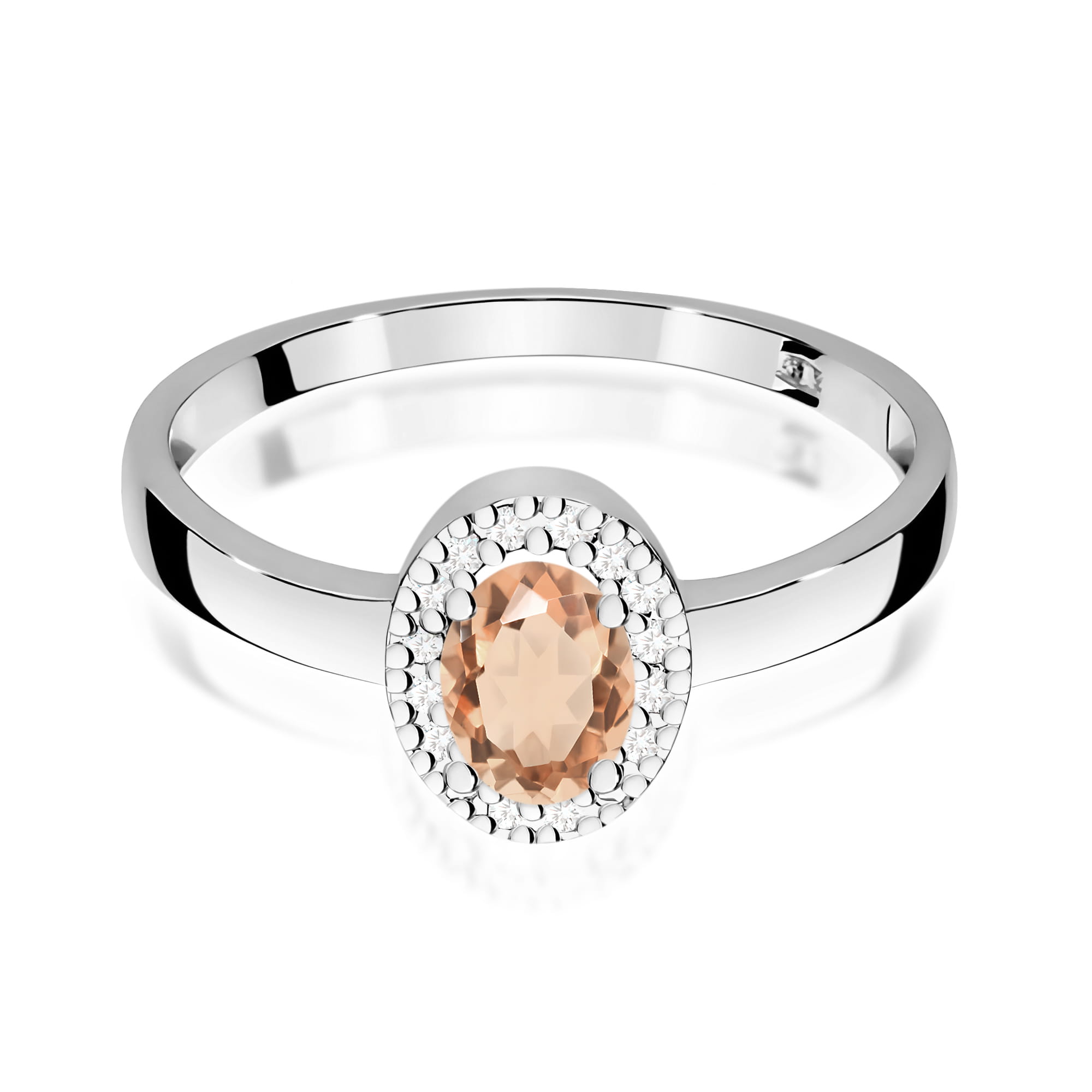Inel Aur 9K cu Morganit 0.40 ct si Diamante Naturale 0.08 ct