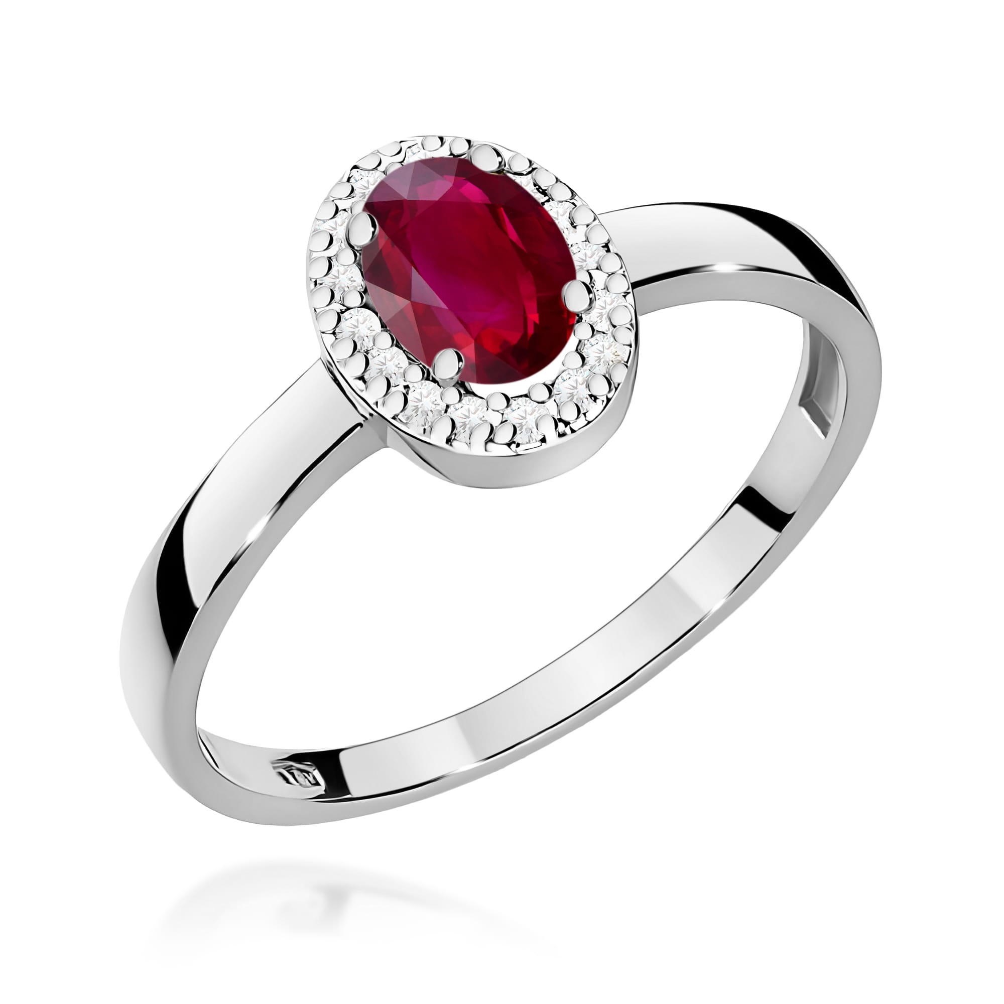 Inel Aur 9K cu Rubin 0.60 ct si Diamante Naturale 0.08 ct