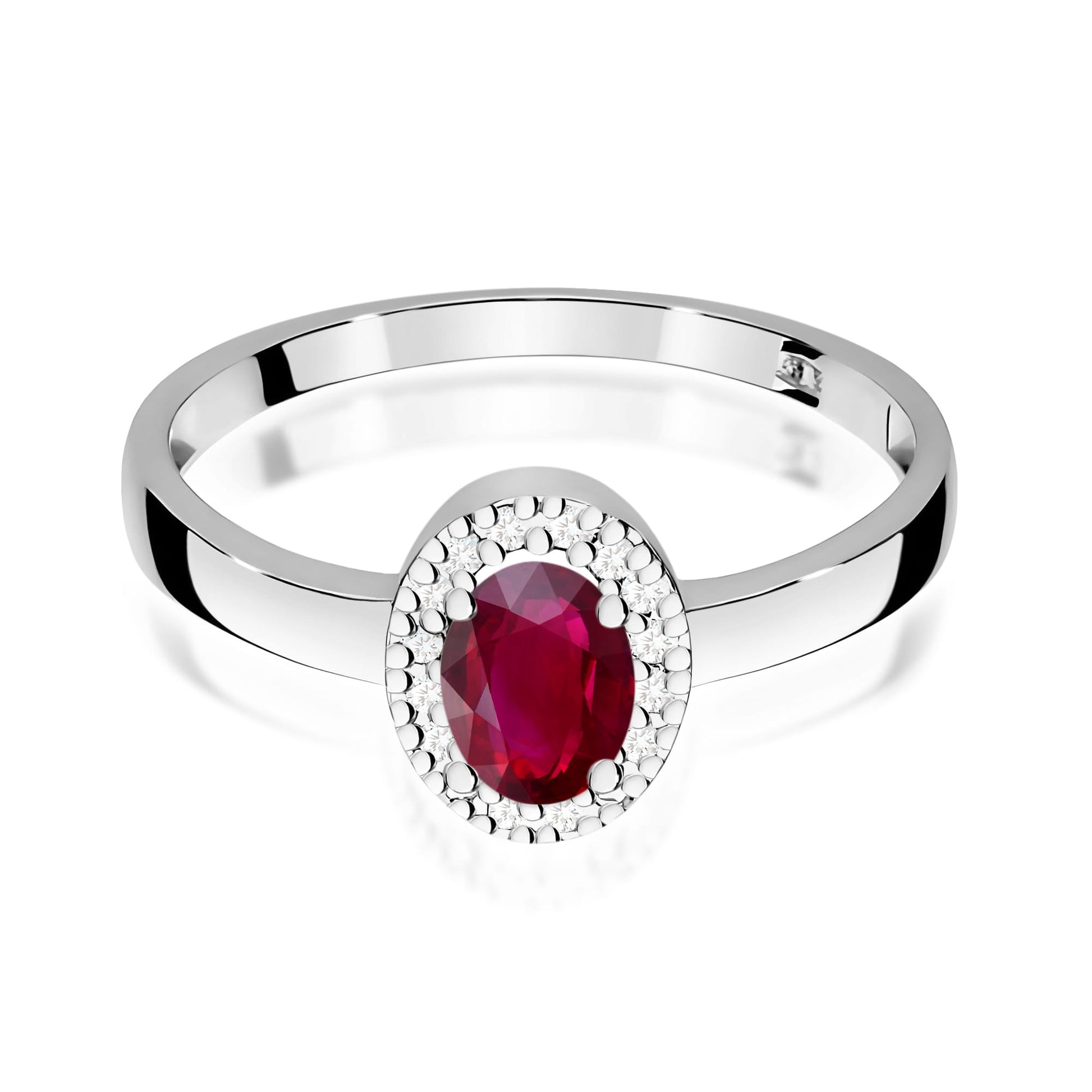 Inel Aur 9K cu Rubin 0.60 ct si Diamante Naturale 0.08 ct