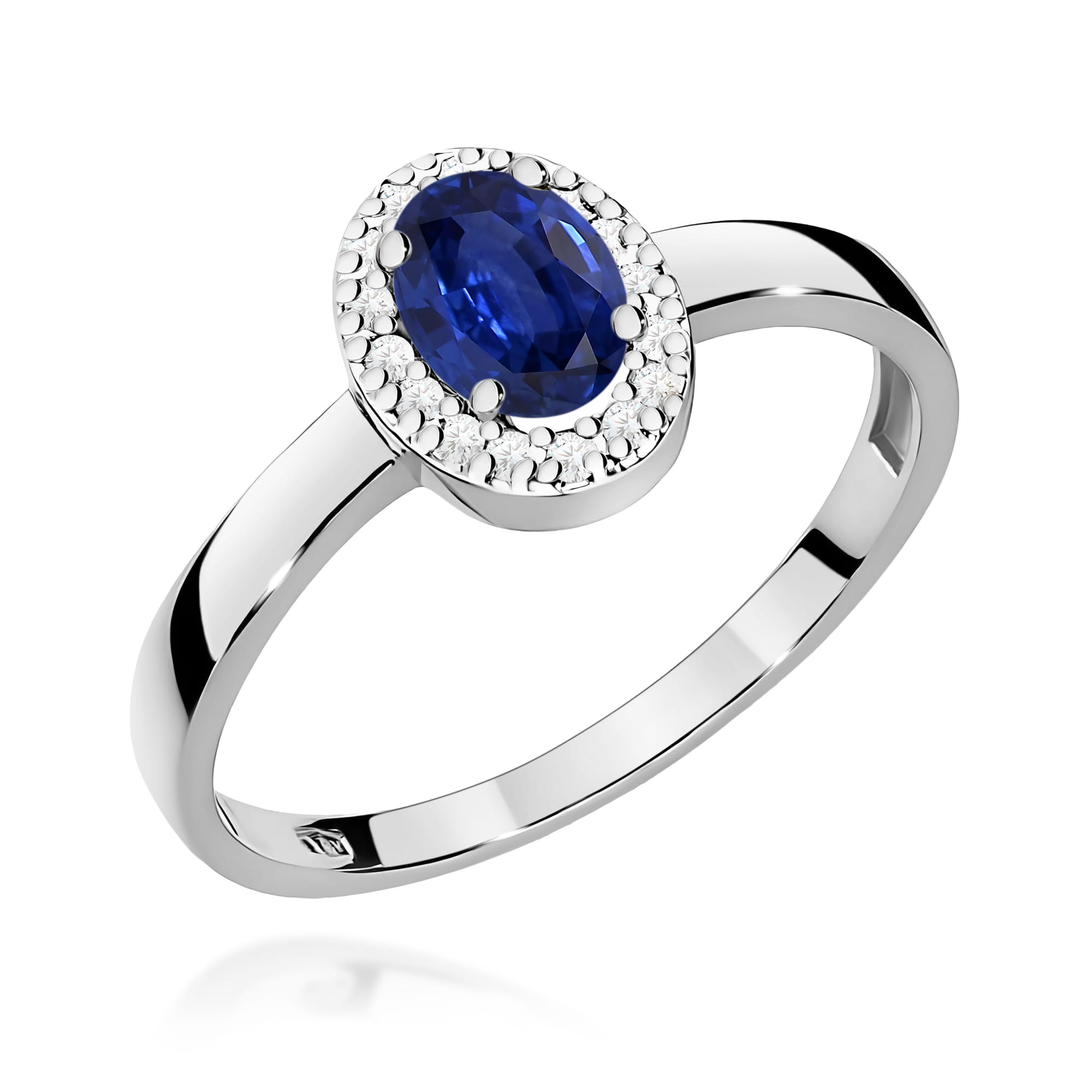 Inel Aur 9K cu Safir 0.70 ct si Diamante Naturale 0.08 ct