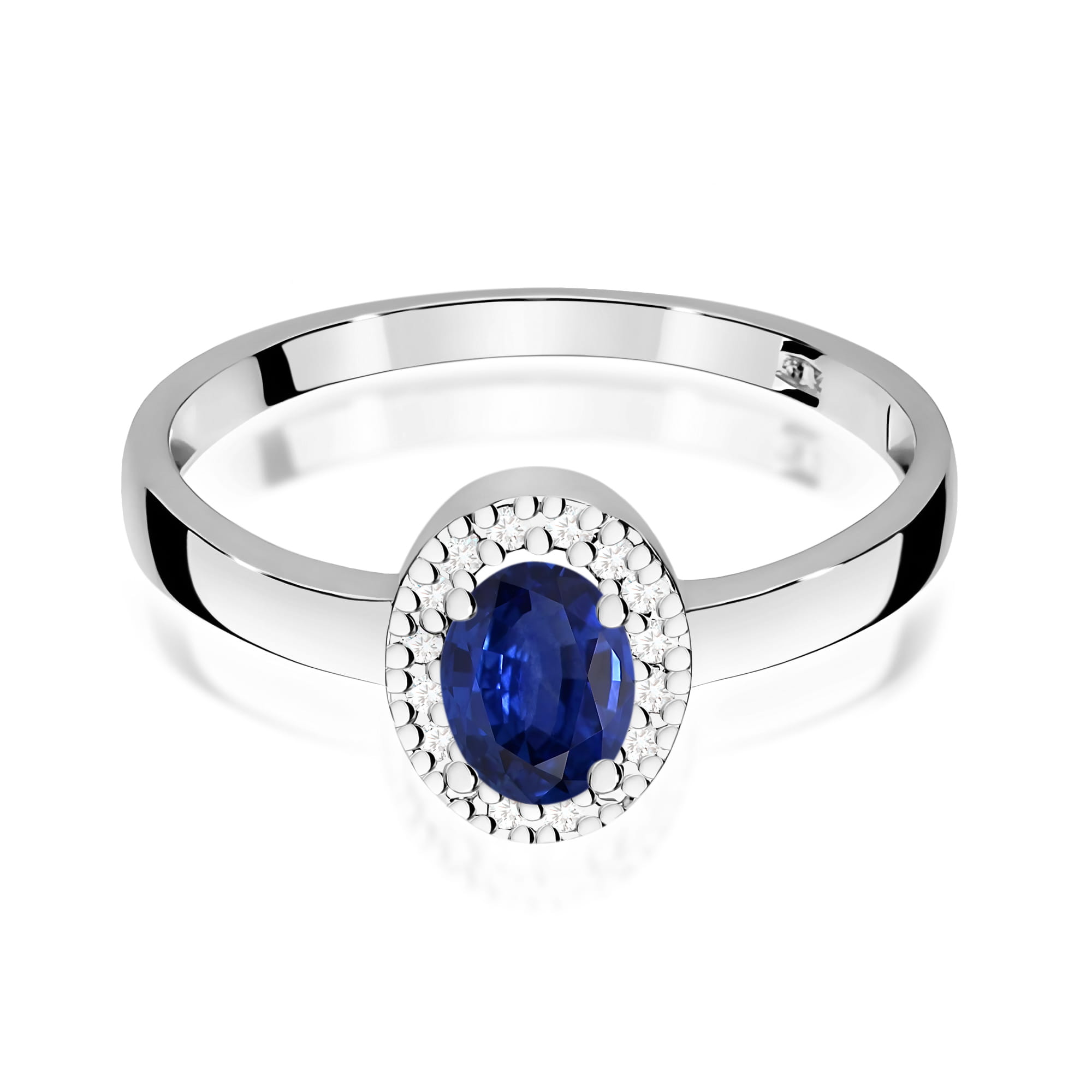 Inel Aur 9K cu Safir 0.70 ct si Diamante Naturale 0.08 ct