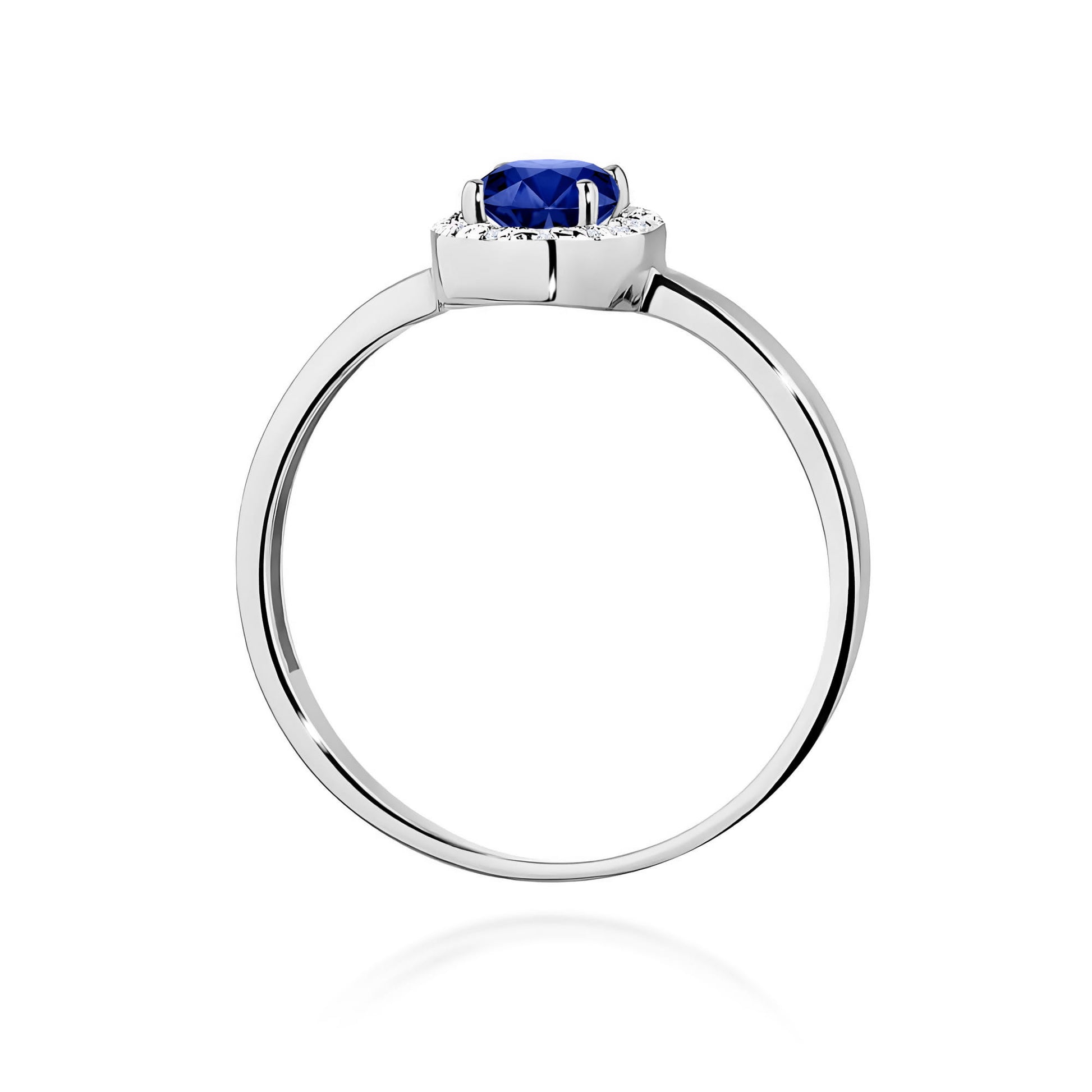 Inel Aur 9K cu Safir 0.70 ct si Diamante Naturale 0.08 ct