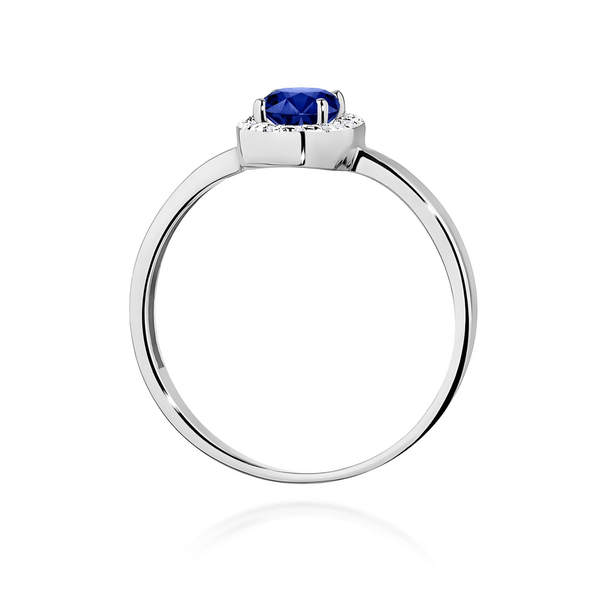 Inel Aur 9K cu Safir 0.70 ct si Diamante Naturale 0.08 ct