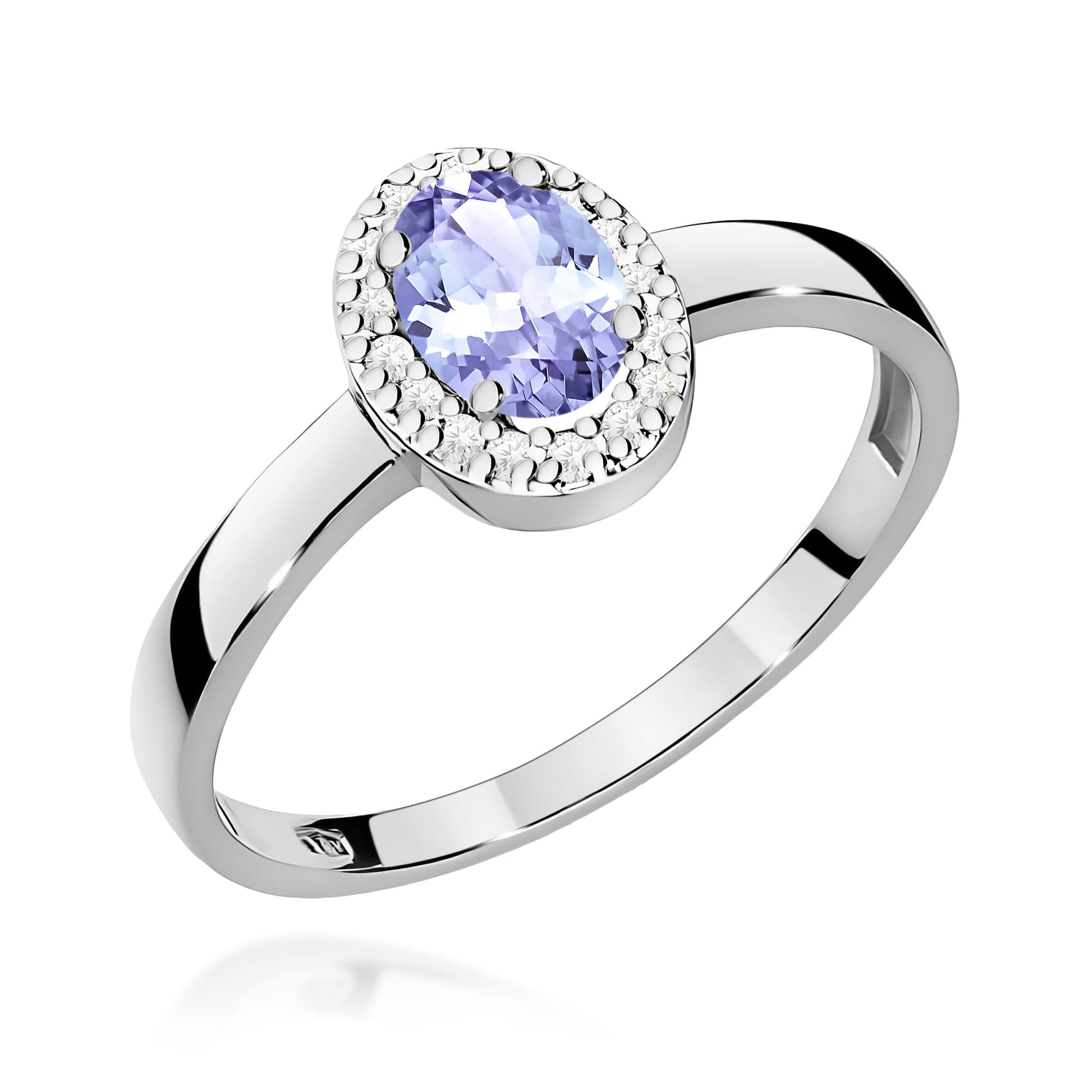 Inel Aur 9K cu Tanzanit 0.40 ct si Diamante Naturale 0.08 ct