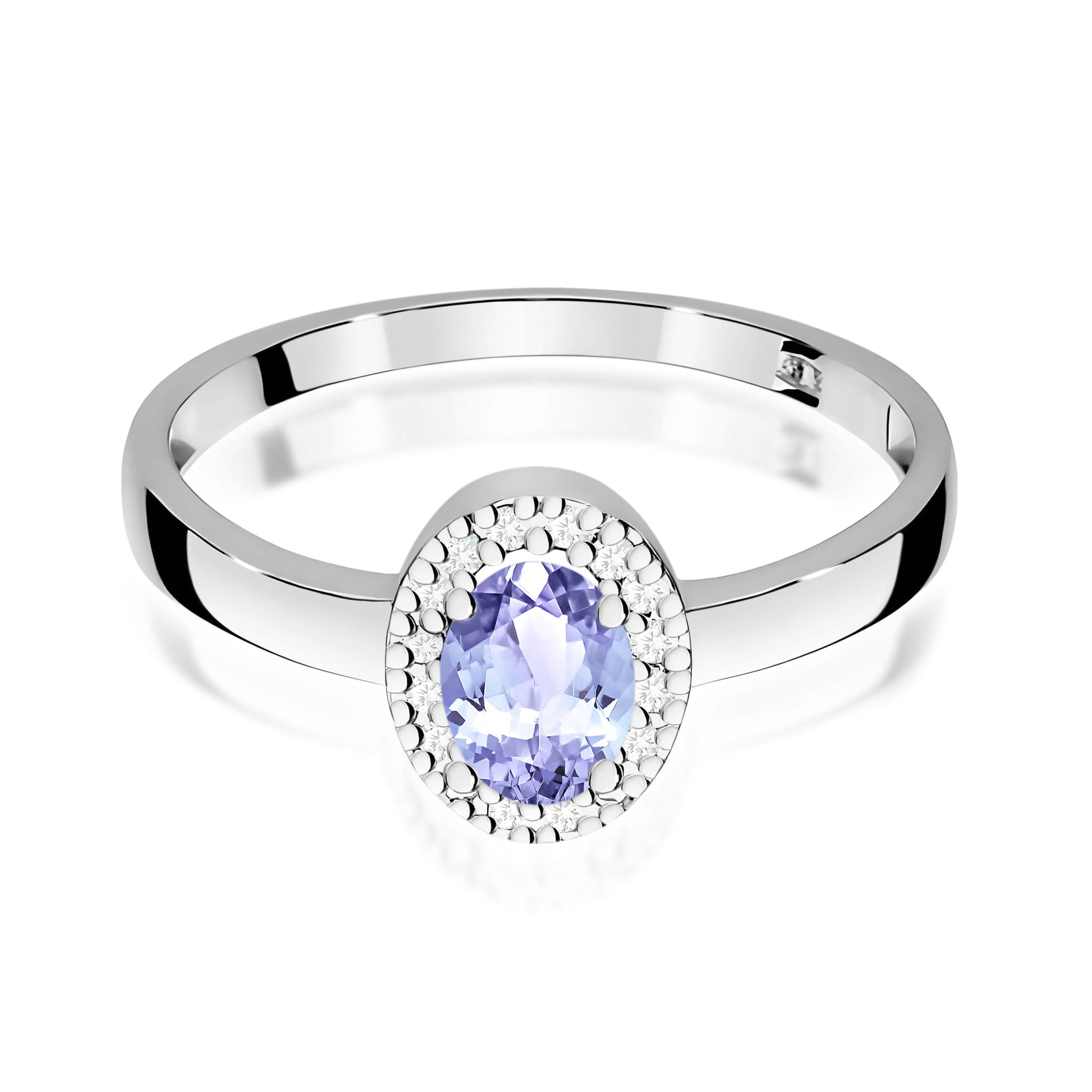 Inel Aur 9K cu Tanzanit 0.40 ct si Diamante Naturale 0.08 ct