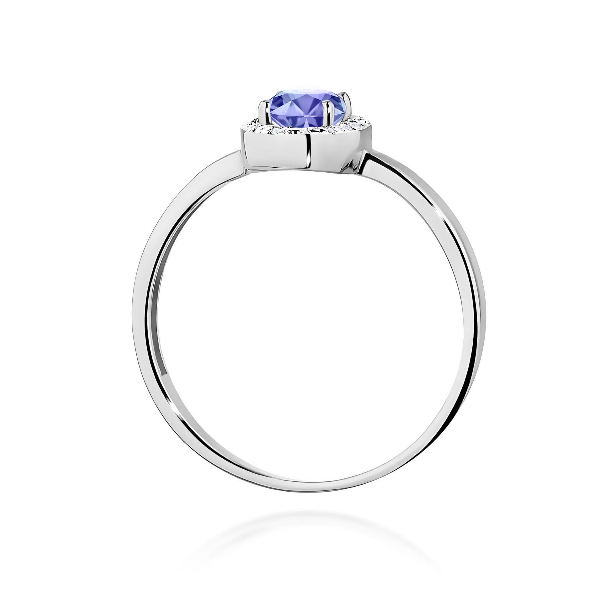 Inel Aur 9K cu Tanzanit 0.40 ct si Diamante Naturale 0.08 ct