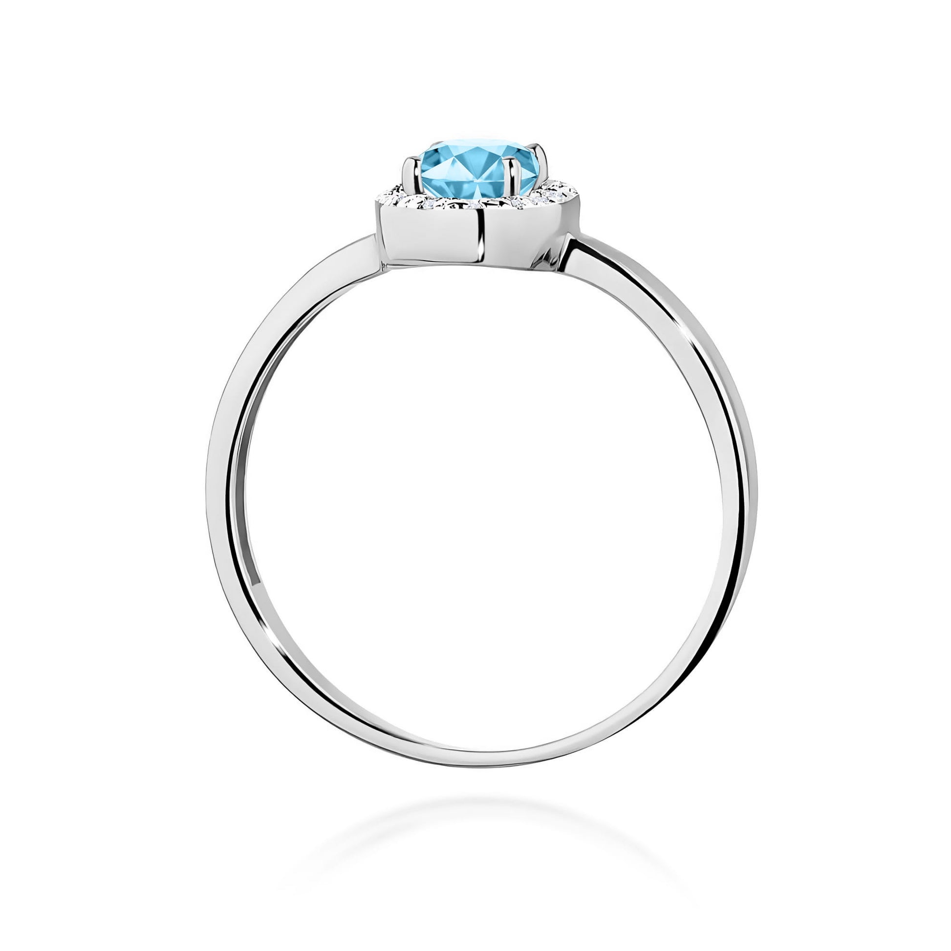 Inel Aur 9K cu Topaz Swiss 0.50 ct si Diamante Naturale 0.08 ct