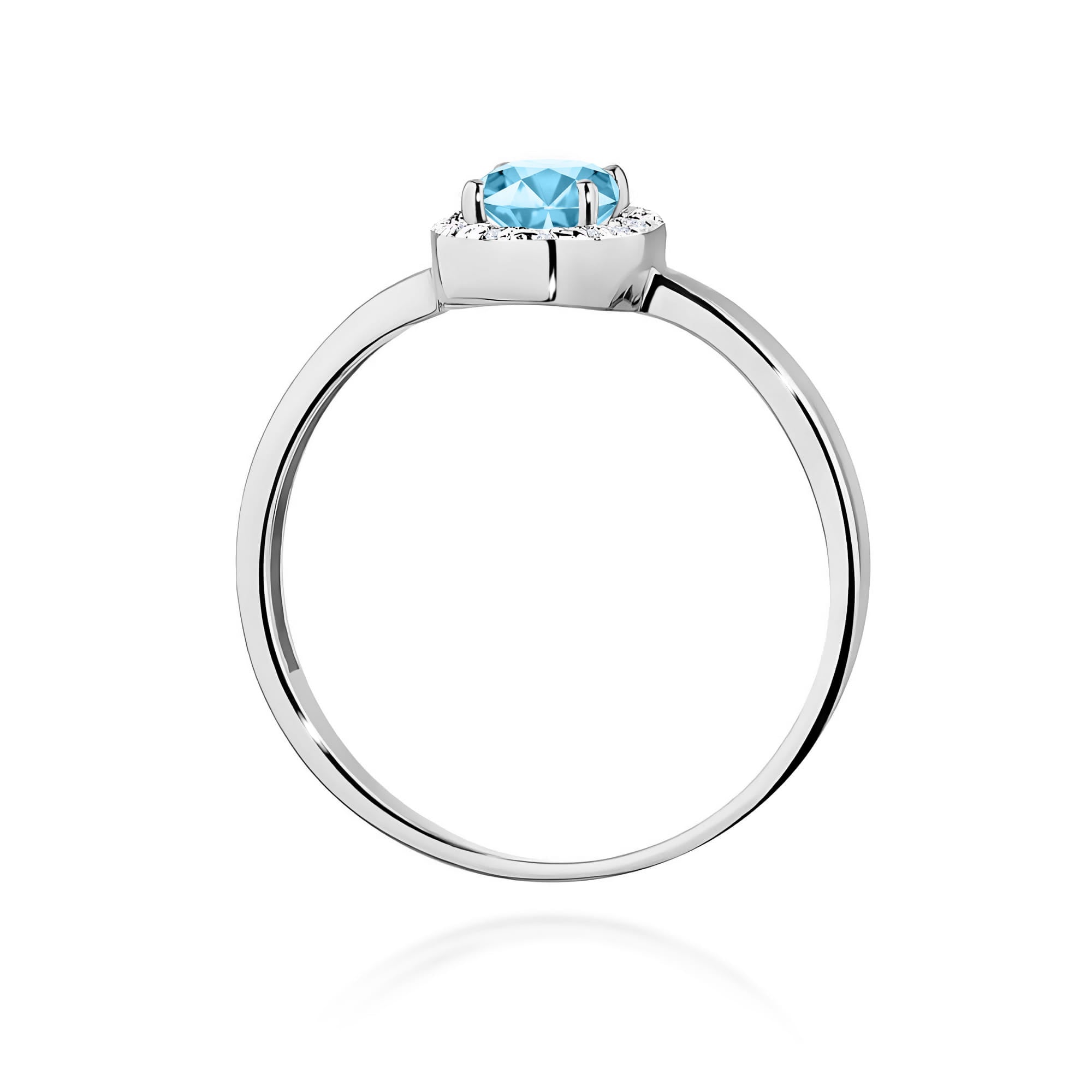 Inel Aur 9K cu Topaz Swiss 0.50 ct si Diamante Naturale 0.08 ct