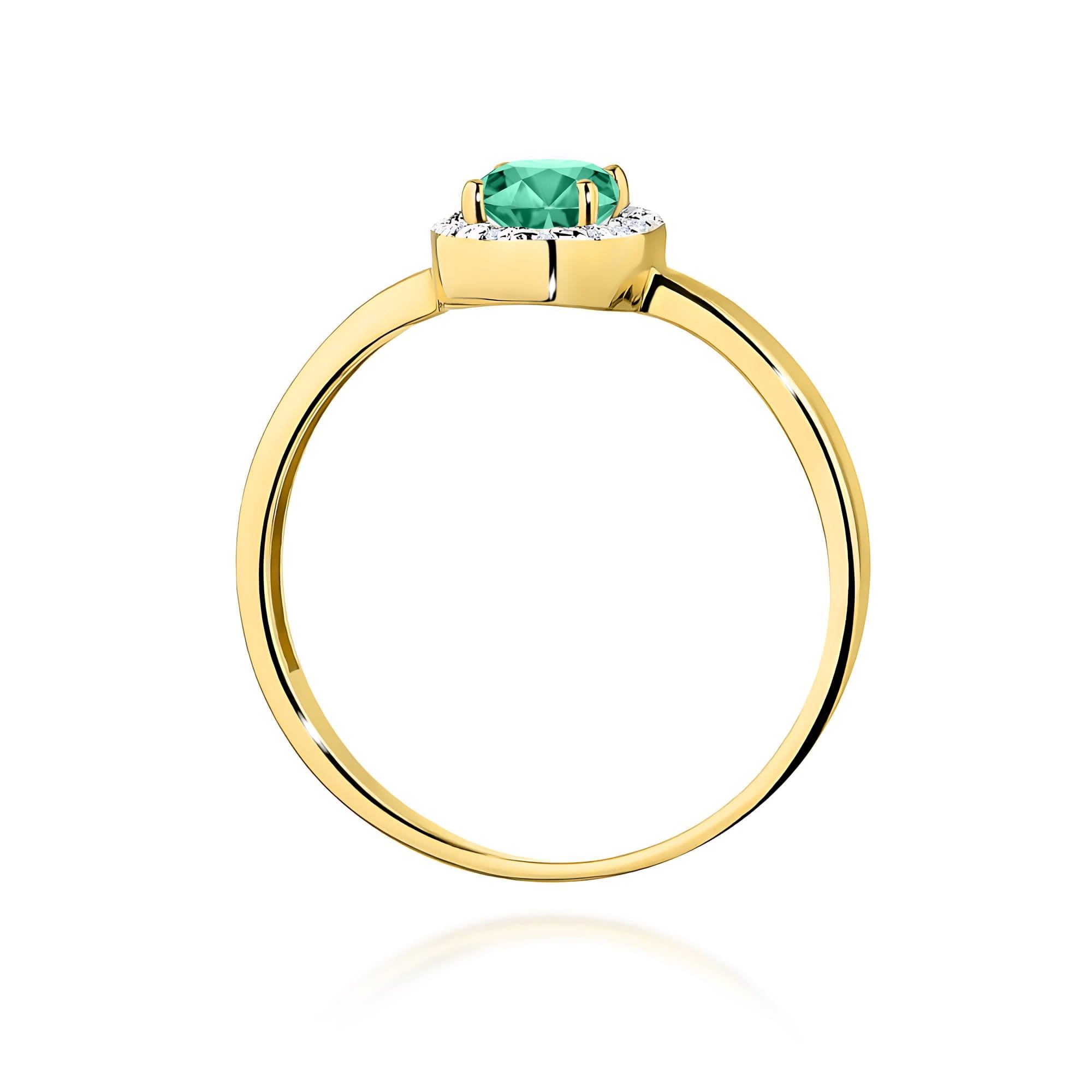 Inel Aur 9K cu Smarald 0.40 ct si Diamante Naturale 0.08 ct