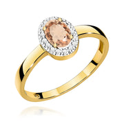 Inel Aur 9K cu Morganit 0.40 ct si Diamante Naturale 0.08 ct