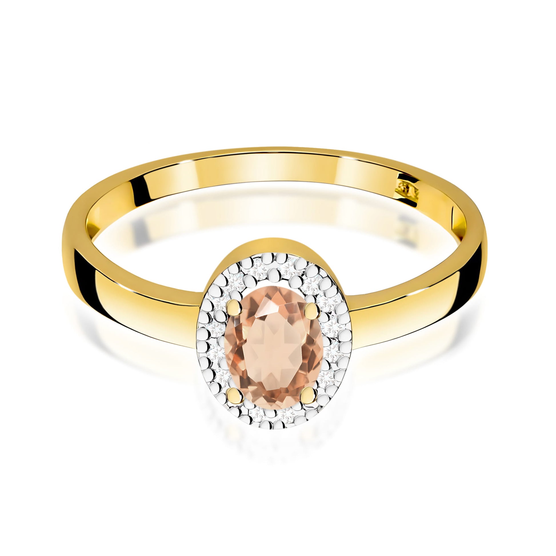 Inel Aur 9K cu Morganit 0.40 ct si Diamante Naturale 0.08 ct
