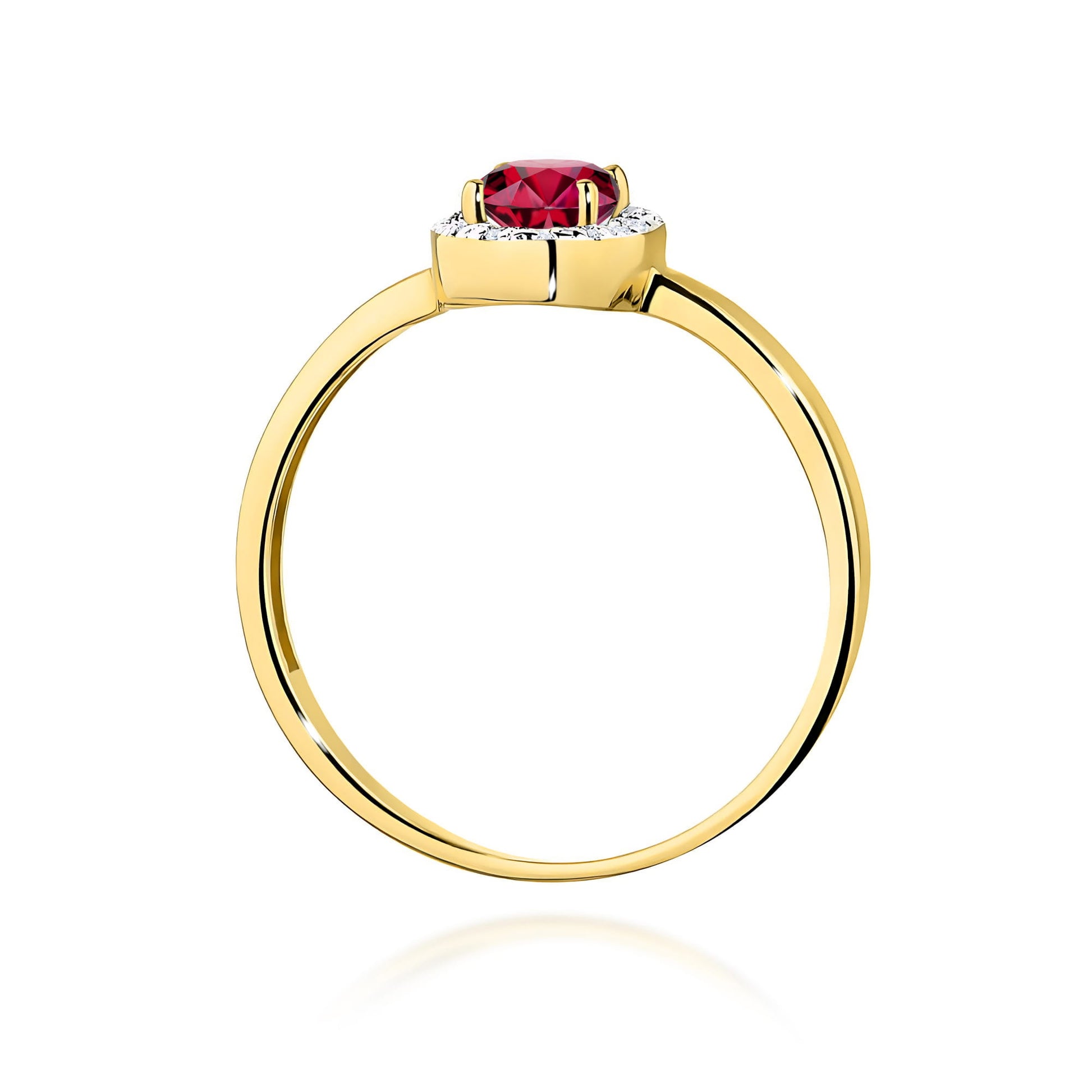 Inel Aur 9K cu Rubin 0.60 ct si Diamante Naturale 0.08 ct