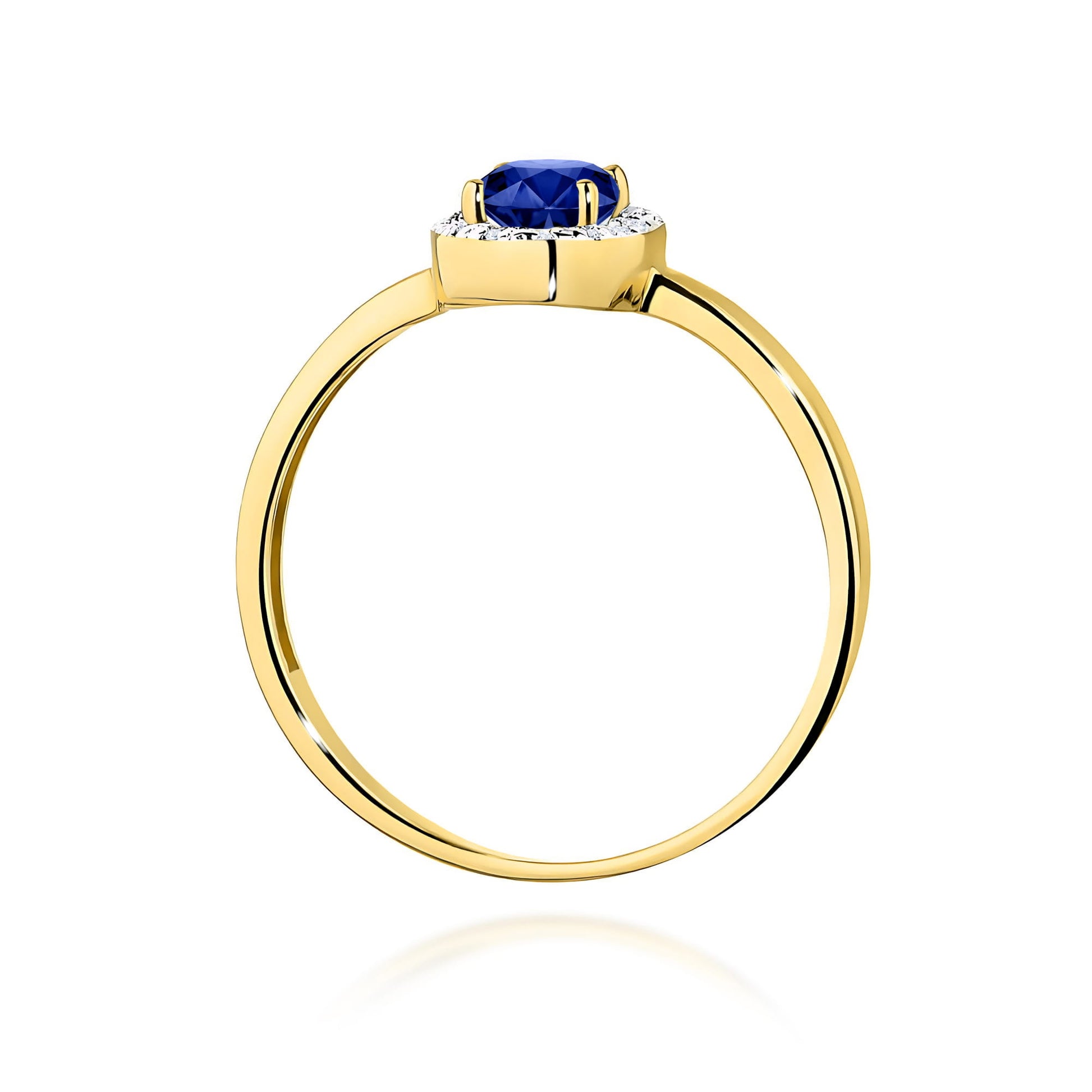 Inel Aur 9K cu Safir 0.70 ct si Diamante Naturale 0.08 ct