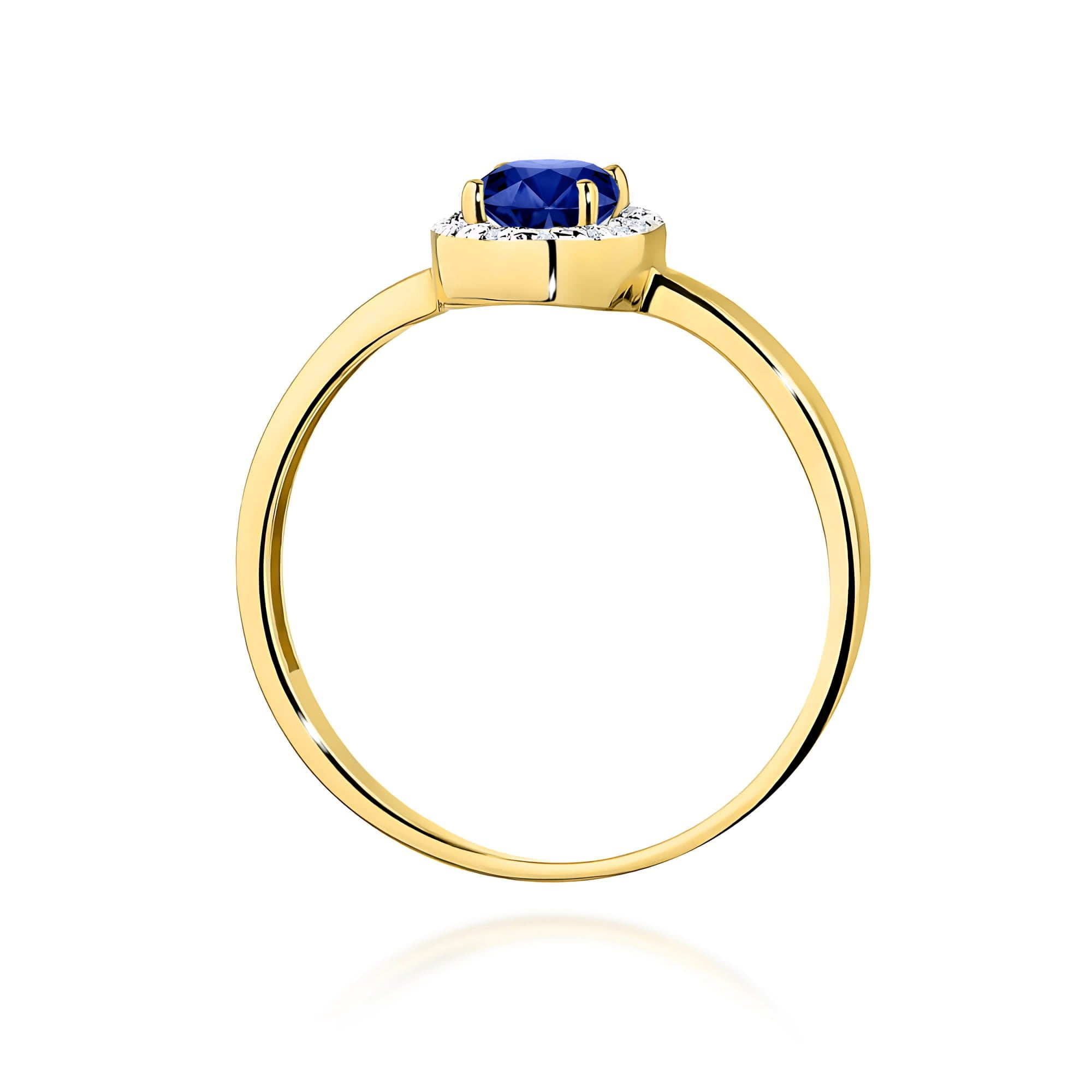 Inel Aur 9K cu Safir 0.70 ct si Diamante Naturale 0.08 ct