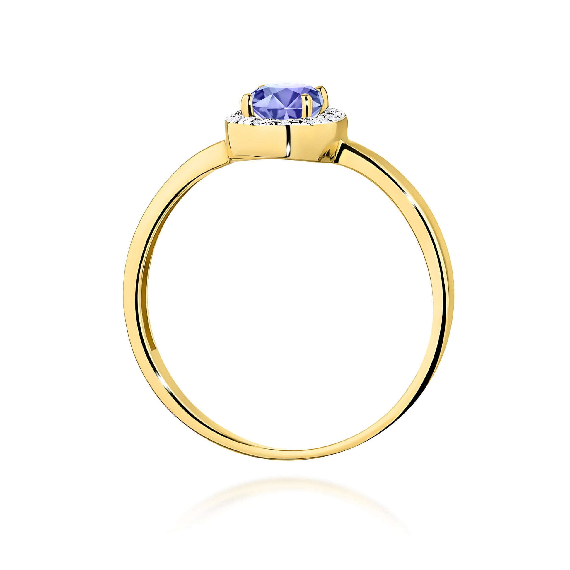 Inel Aur 9K cu Tanzanit 0.40 ct si Diamante Naturale 0.08 ct