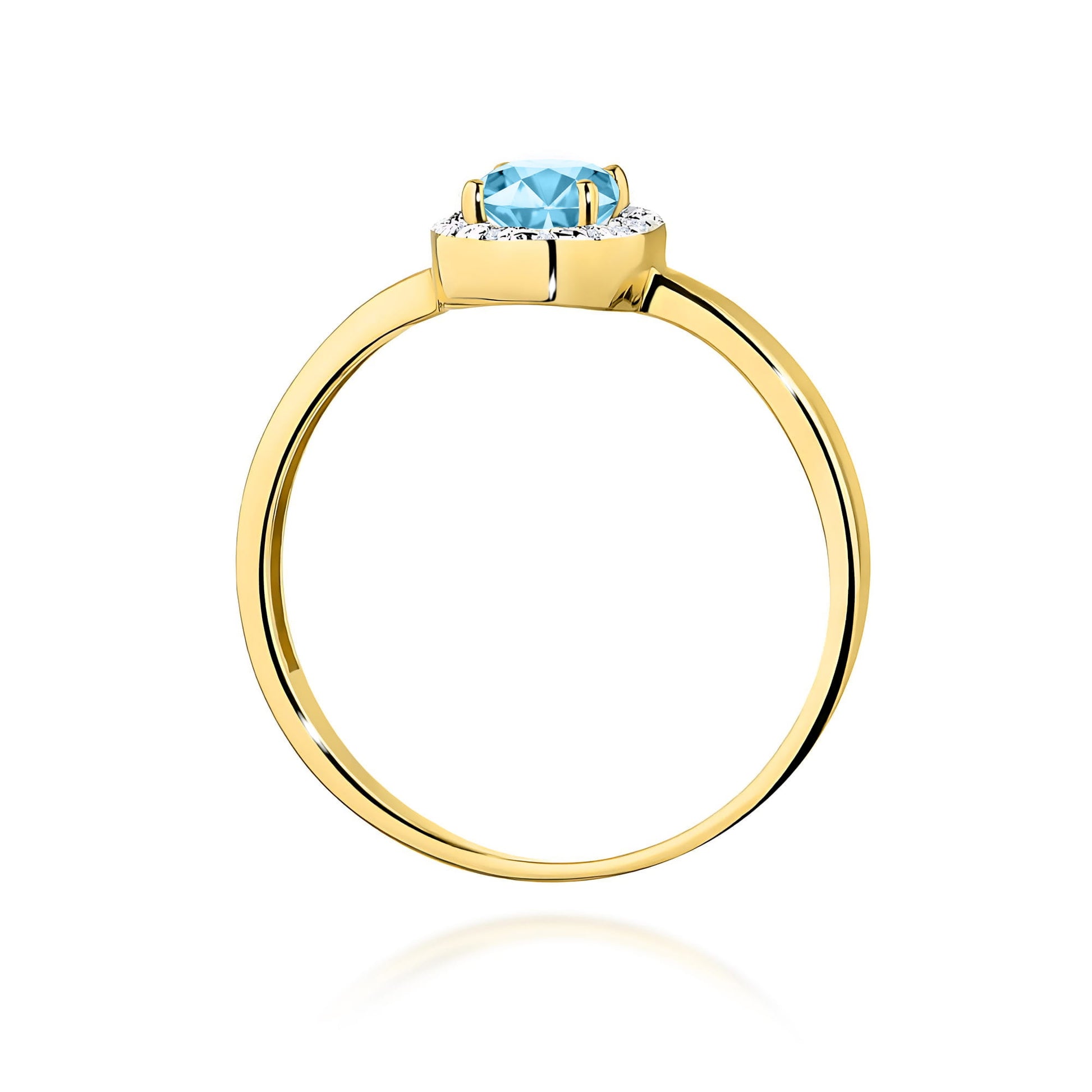 Inel Aur 9K cu Topaz Swiss 0.50 ct si Diamante Naturale 0.08 ct