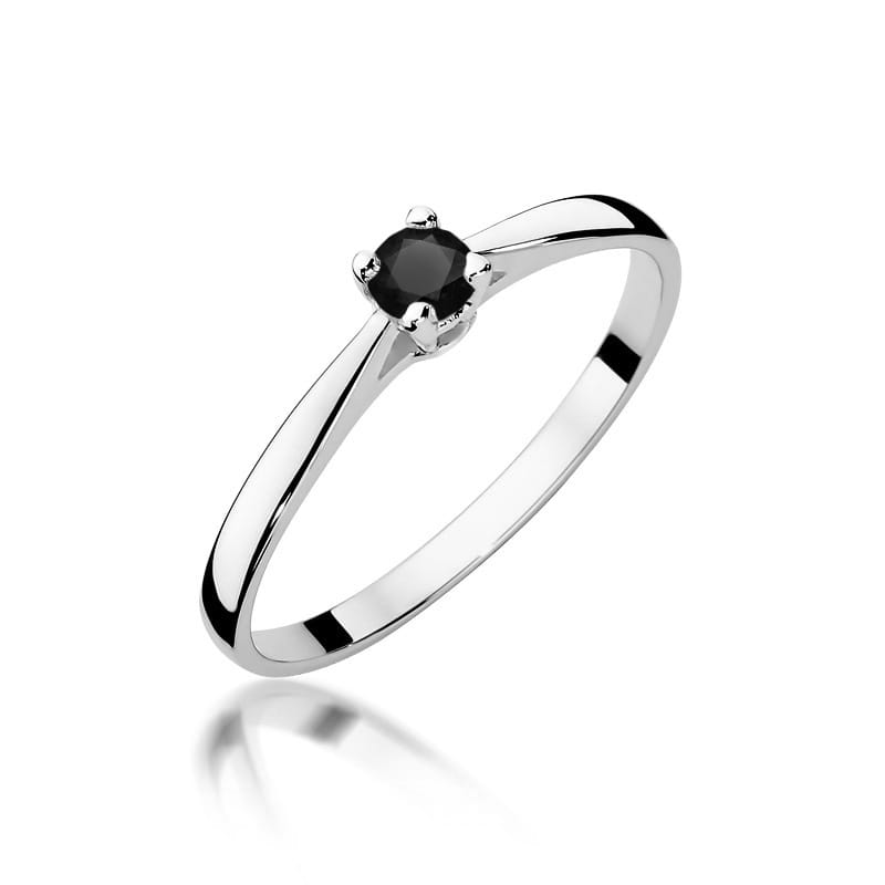 Inel Aur 9K cu Diamant Natural Negru 0.20 ct