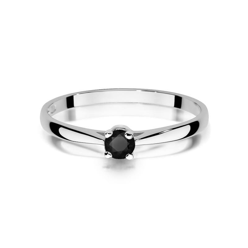 Inel Aur 9K cu Diamant Natural Negru 0.20 ct