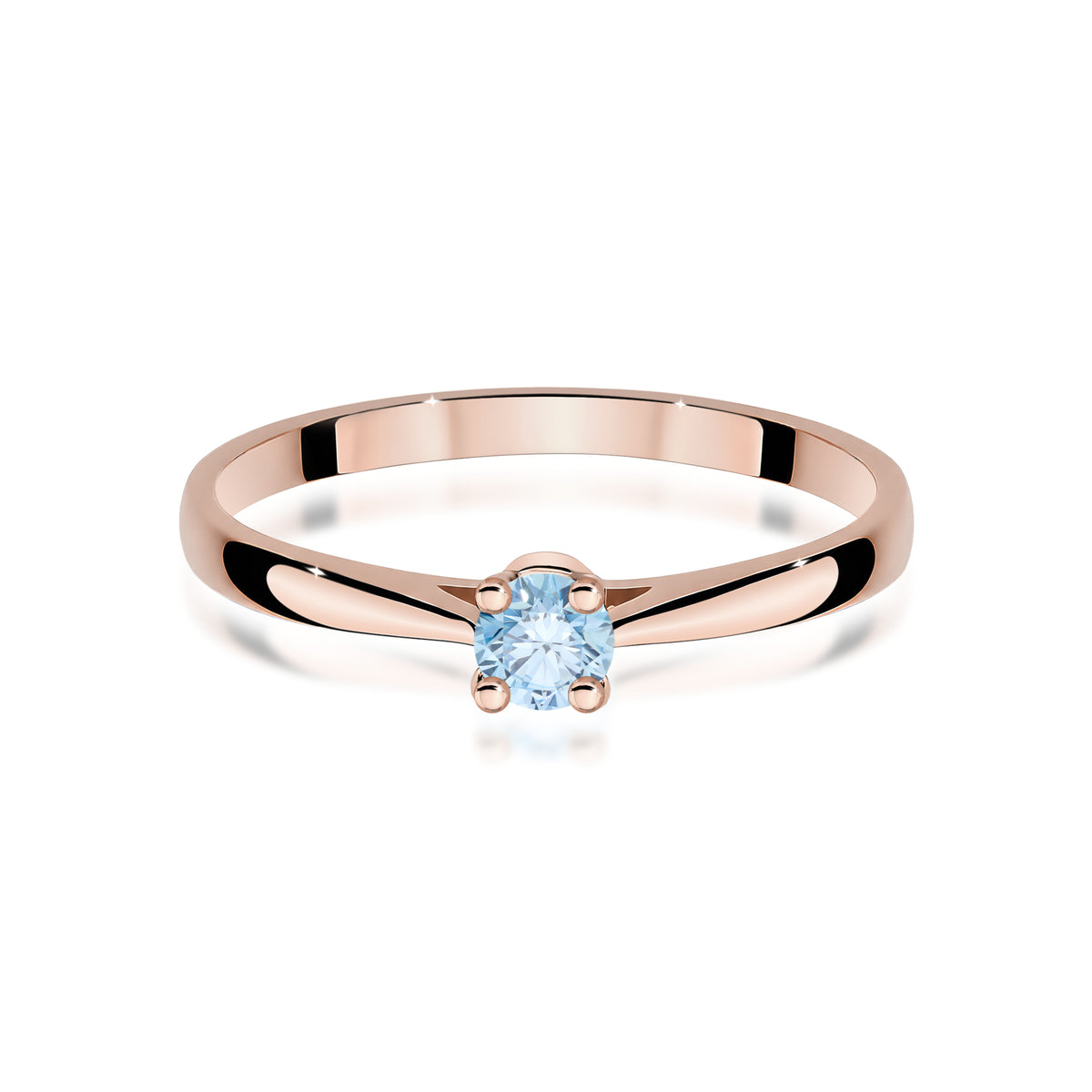 Inel Aur 14K cu Diamant Albastru de Laborator 0.15 ct