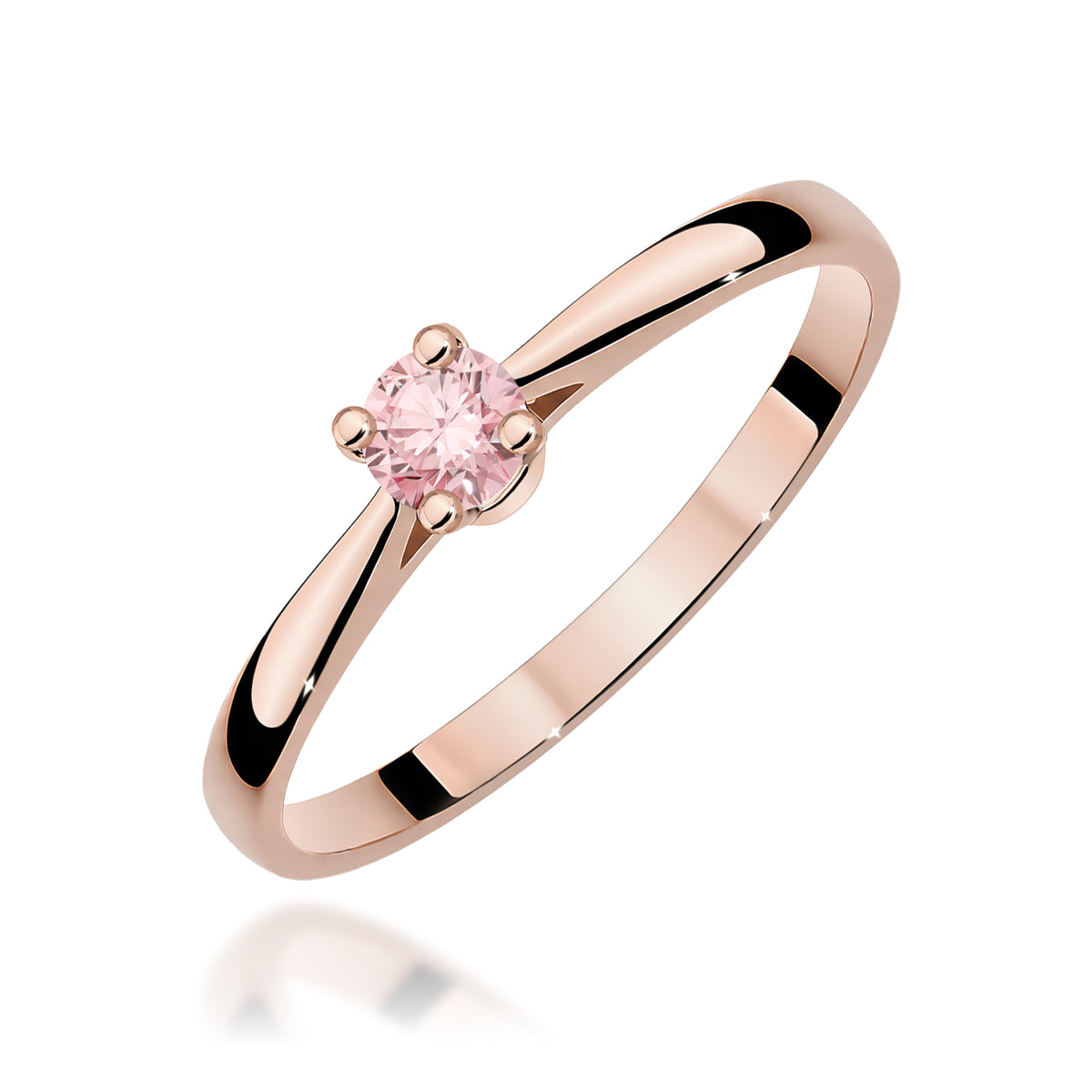 Inel Aur 14K cu Diamant Roz de Laborator 0.15 ct