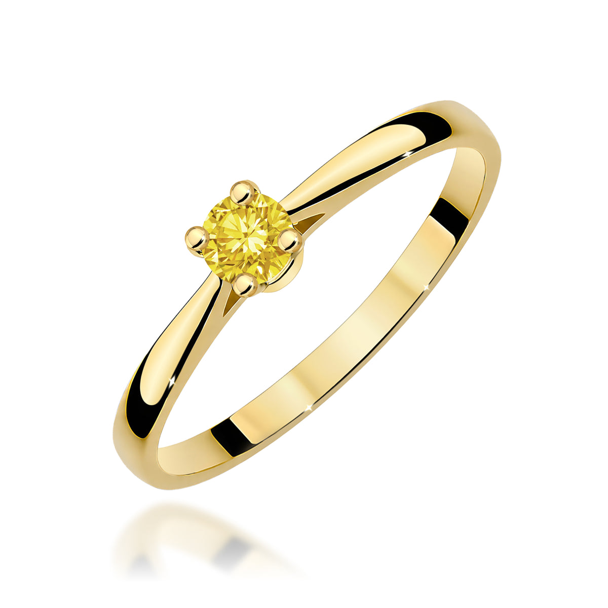 Inel Aur 9K cu Diamant Galben de Laborator 0.15 ct